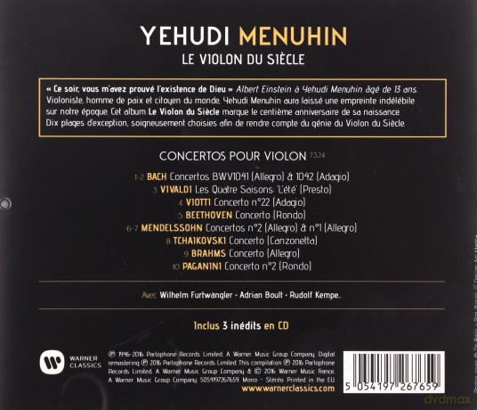 Yehudi Menuhin: Le Violon Du Siecle [CD]