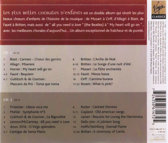 Les Plus Belles Chorales d'enfants: Allegri, Brit [CD]