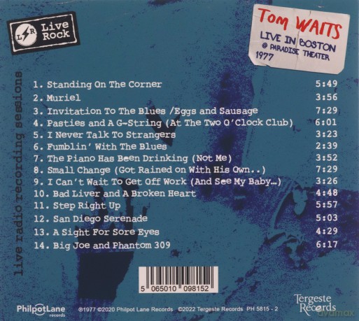 Tom Waits: Live In Boston At Paradise Theater 1977 [CD]