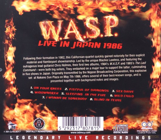 W.A.S.P.: Live In Japan 1986 [CD]