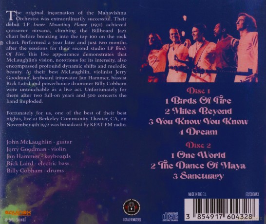 Mahavishnu Orchestra: Mahavishnu Orchestra - Live At The Berkeley Community Theater 1972 [2xCD]
