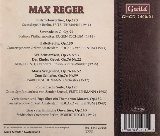 Elisabeth Schumann: Max Reger: Historical Recordings Made 1936-1943 [2CD]