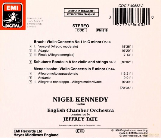 Nigel Kennedy: Mendelssohn, Bruch: Violin Concertos [CD]
