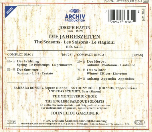 Gardiner   :Haydn:Die Jahreszeiten [2CD]