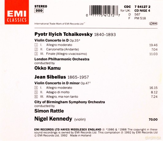 Pyotr Ilyich Tchaikovsky: Sibelius/tchaikovsky: Violin Concertos [CD]