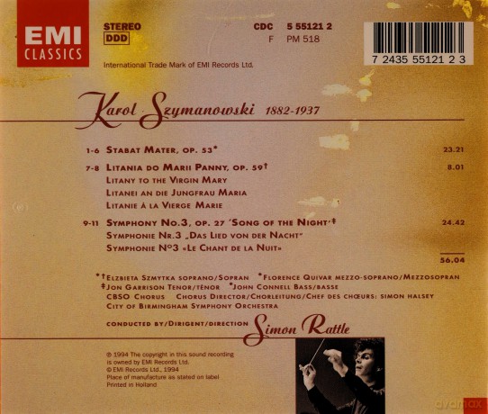 Karol Szymanowski: Szymanowski: Stabat Mater, Litany to the Virgin Mary, Symphony 3 [CD]