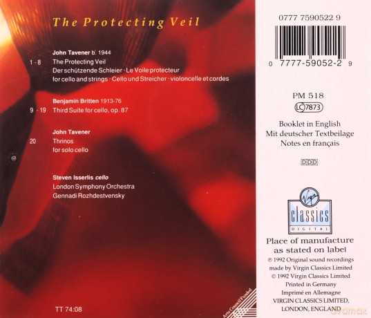 Steven Isserlis: Tavener - Protecting Veil - Britten 3rd Suite for Cello [CD]
