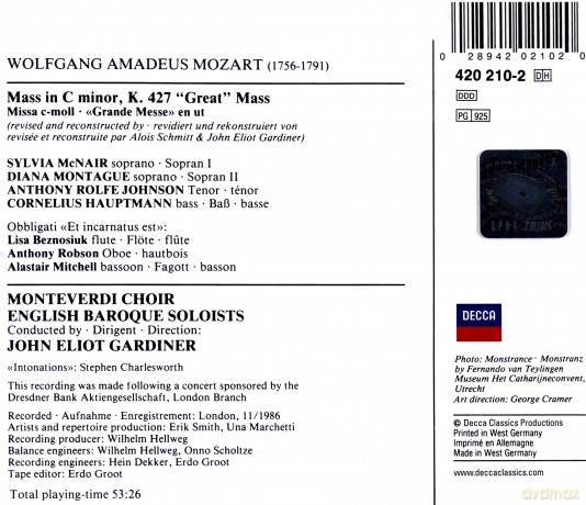 Gardiner,Mc Nair,English Baroque: Mozart:Great Mass In C Minor [CD]