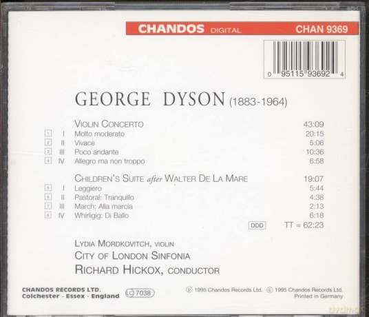 G. Dyson: Violin Concerto [CD]
