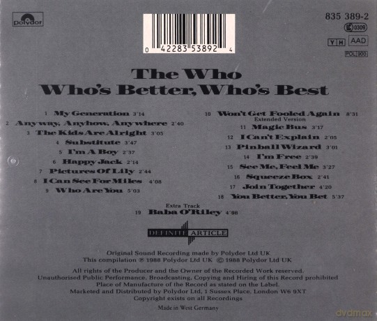 The Who: Who'S Better Who'S Best: Very Best Of The Who [CD]