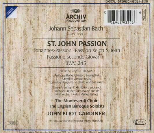 Gardiner: Bach:St. John Passion [2CD]