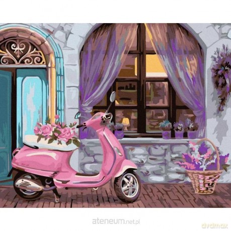Malowanie po numerach - Różowy motorower 40x50 cm