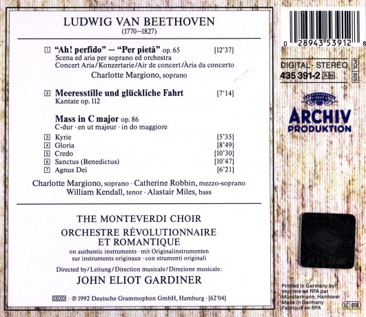 Gardiner: Beethoven:Ah Perfido+Missa C + [CD]