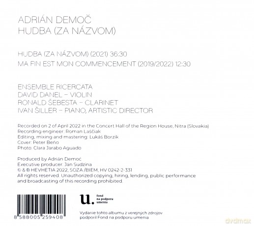 Ensemble Ricercata: Adrian Democ: Hudba (Za Nazvom) [CD]