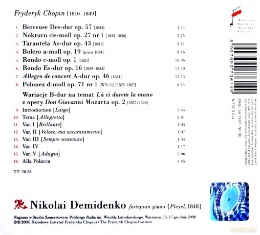 Nikolai Demidenko: Chopin: Bolero, 2 Ronda, Wariacje B-Dur, Allegro De Concert, Tarantela As-Dur Op. 13 [CD]