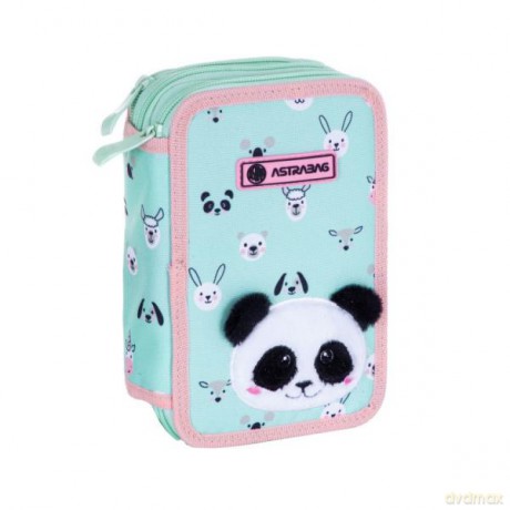 Piórnik potrójny z wyposażeniem Jumbo Astrabag Teddy Panda AC31