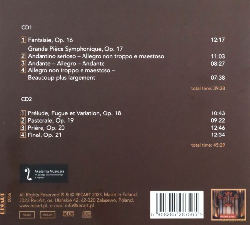 Agnieszka Tarnawska: César Franck: Six Pieces - Cavaillé-Coll Organ, Saint-François-de-Sales, Lyon [CD]