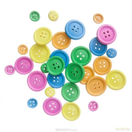 Guziki drewniane neon 30 szt MIX