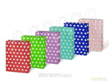 Torebka na prezent kraft 245x310x105 kropki mix