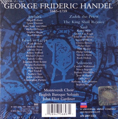 Gardiner: Handel: Oratorio: Israel, Jephta, Salu, Salom [9CD]