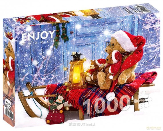 ENJOY 1000 el. Pluszowe misie z czapkami Mikołaja [PUZZLE]