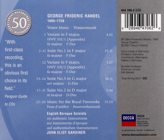 Gardiner: Handel:Water Music, Music For The Royal [CD]
