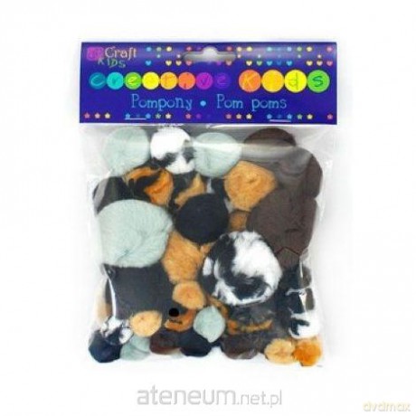 Pompony akrylowe animal prints 56szt mix