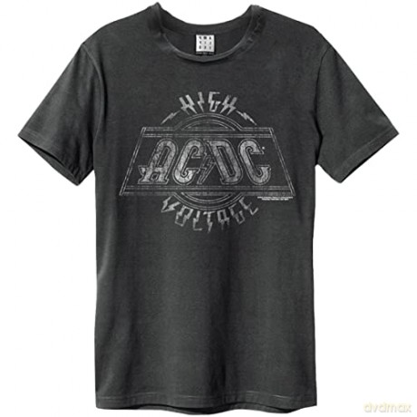 AC/DC: AC/DC - High Voltage Amplified Large Vintage Charcoal T Shirt