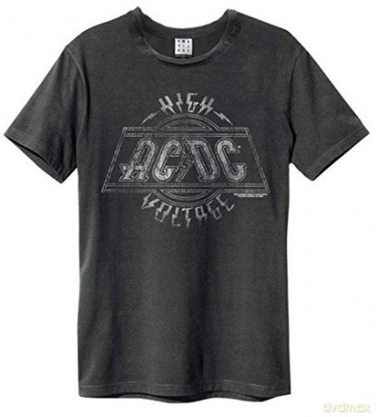 AC/DC: AC/DC - High Voltage Amplified Medium Vintage Charcoal T Shirt
