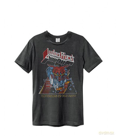 Judas Priest: Judas Priest Defenders Of The Faith Amplified Small Vintage Charcoal T Shirt