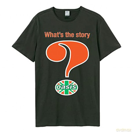 Oasis: Oasis - Union Jack Question Mark Amplified Medium Vintage Charcoal T Shirt