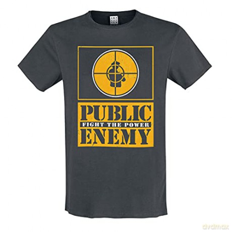 Public Enemy: Public Enemy - Yellow Fight The Power Amplified Small Vintage Charcoal T Shirt