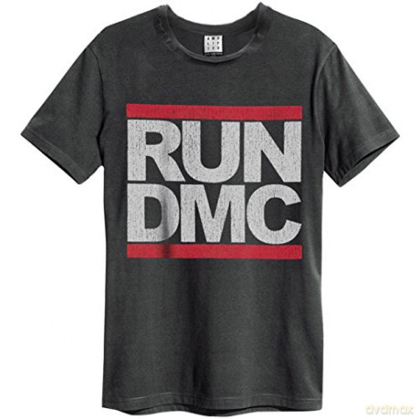 Run Dmc: RUN DMC Logo Amplified Xx Large Vintage Charcoal T Shirt