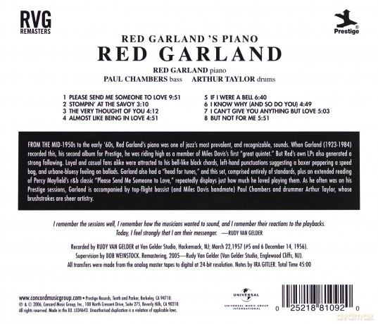 Garland, Red: Red Garland's Piano (RVG) [CD]