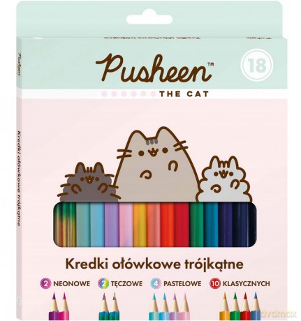 Kredki ołówkowe 18 kolorów Pusheen
