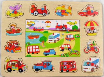 BRIMAREX DREWNIANE PUZZLE SAMOCHODY ZD-811-6219A [ZABAWKA]