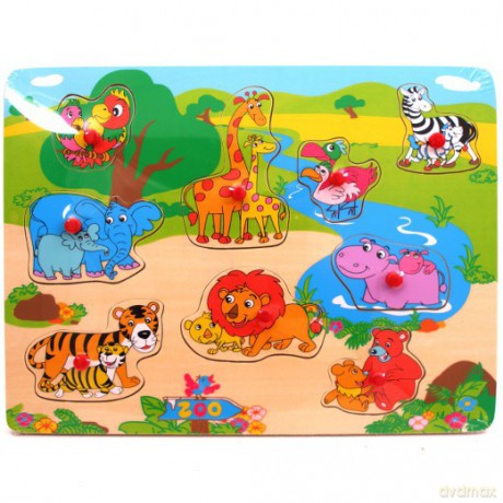 BRIMAREX Drewniane puzzle w Zoo ZD-854-6834A [ZABAWKA]