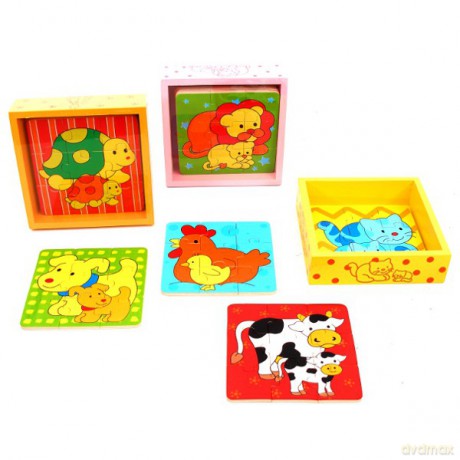BRIMAREX Drewniane Puzzle w skrzynce ZD-831 [ZABAWKA]