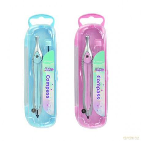 Cyrkiel plastikowy KEYROAD pastel z ołówkiem w etui mix