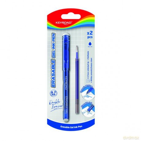 Długopis wymazywalny KEYROAD 0,7mm plus wkład zapas niebieski blister
