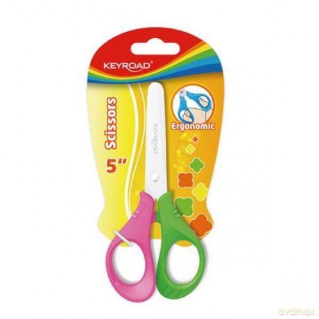 Nożyczki szkolne KEYROAD 12cm zaokrąglone duo kolor mix
