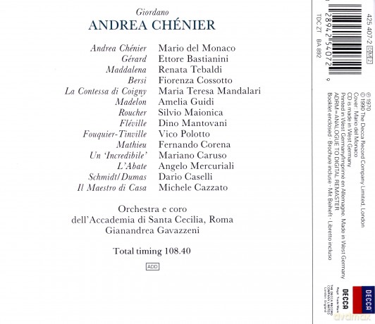 Gavazzeni,Tebaldi,Del Monaco: Giordano:Andrea Chenier (Ga) [2CD]
