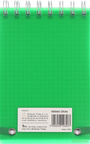 Kołonotatnik A6/100K kratka PP zielony