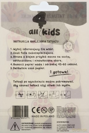 Tatuaże zmywalne dla dzieci Kocie łapki