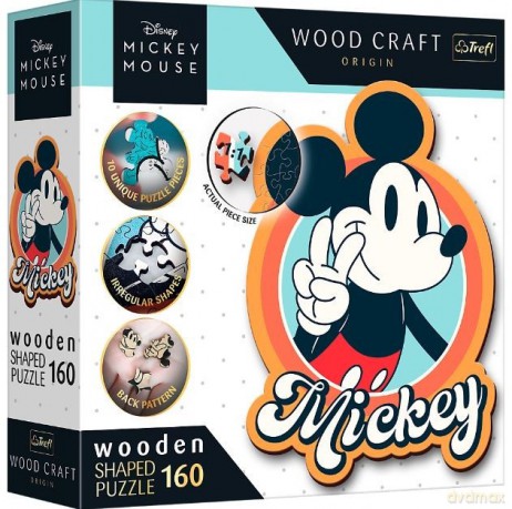 TREFL 160 el. elementów drewniane konturowe Myszka Mickey [PUZZLE]