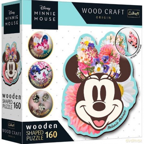 TREFL 160 el. elementów TREFL drewniane konturowe Stylowa Minnie Mouse [PUZZLE]