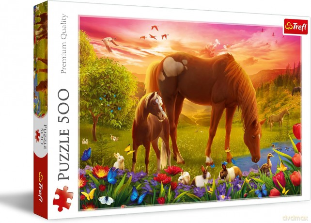 TREFL 500 el. elementów Konie na łące [PUZZLE]