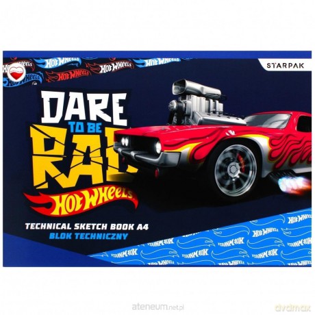Blok techniczny A4/10K biały Hot Wheels (20 szt)