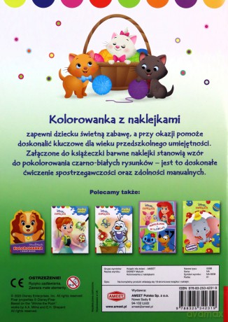 Disney maluch Kolorowanka z naklejkami NA-9208 [KSIĄŻKA]