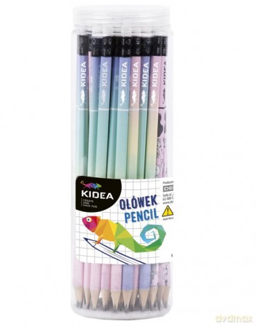 Ołówek trójkątny z gumką Display 48 sztuk mix